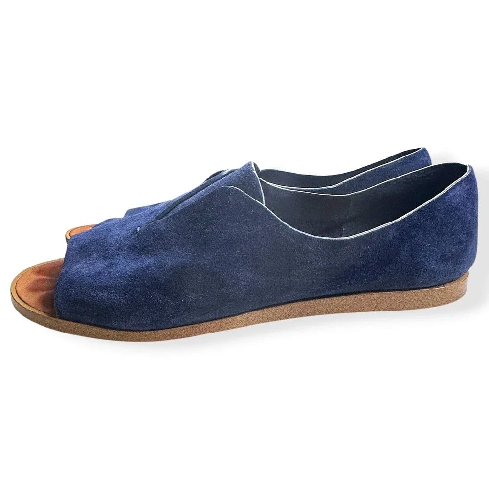 1.STATE Cassidee Sandals Suede Navy Blue Peep Toe Minimalist Women‎ 8.5M